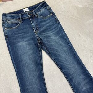 Special A Jeans Women's 5 Y2K Flare Leg‎ Whiskered Dark Wash Denim Casual Style